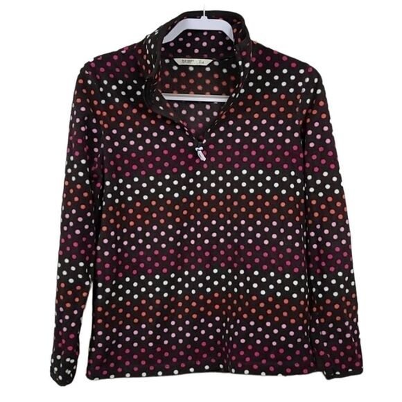 Old Navy Brown Fleece Polka Dot Quarter Zip Pullover Women's Medium Sweatshirt - Picture 8 of 8